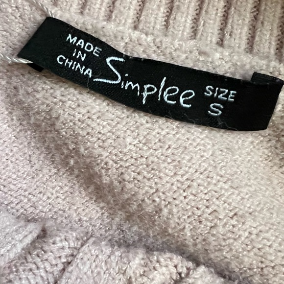 SIMPLEE APPAREL BLUSH PINK ONE PUFF SHOULDER CABLE KNIT SWEATER SIZE SMALL - Picture 8 of 8